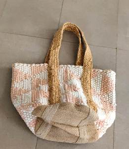 Bolsas de mano grandes de yute trenzado y algodón Chindi, reutilizables, ideales para la playa, compras y supermercado, perfectas para chicas. - Product Image 3