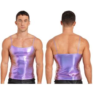 Gilet sans manches en cuir verni brillant pour hommes Costumes métalliques pour Yoga Dance Hip Hop Stage Performance Street Dance <span class=keywords><strong>Night</strong></span> <span class=keywords><strong>Club</strong></span> - Product Image 2