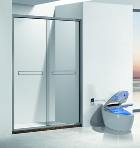 Recinto de ducha de vidrio templado sin marco contemporáneo Puertas correderas dobles para baño Villa o aplicación de esquina de hotel - Product Image 1