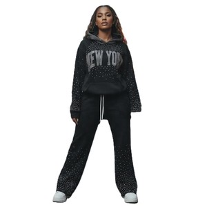 Conjunto de Sudadera con Capucha y Pantalones Deportivos con Estampado Brillante de Canadá, Unisex, Informal, Manga Larga, con Cordón, Azul y Negro, Estampado, para Otoño - Product Image 6