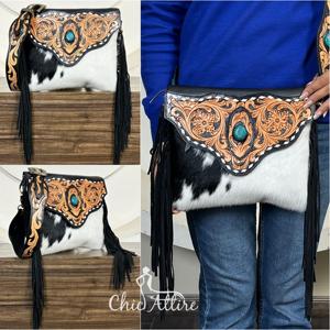 Bolso Bandolera de Cuero Vacuno con Flecos, Diseño de Moda, Alta Calidad, Personalizado, Hecho a Mano, para Mujer, Estilo Occidental - Product Image 1