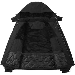 Chaqueta de Invierno con Capucha para Hombre, Negra, Impermeable, con Cierre de Cremallera, Exterior de Poliéster/Nailon, Corte Regular, para Actividades al Aire Libre - Product Image 4