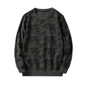 เสื้อสเวตเชิ้ตคอกลมพิมพ์ลายพรางสไตล์คัสตอมขายดี แขนยาว ชายเสื้อแบบริบ ทรงโอเวอร์ไซส์ - Product Image 4