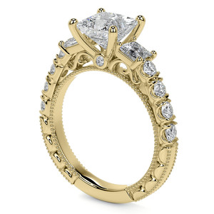 Anillo de compromiso de oro blanco de 9k-18k con diamante cultivado en laboratorio, corte princesa, con detalles en espiral, para mujer, para usar en fiestas. - Product Image 6