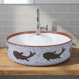 Lavabo de Cerámica Negro de Lujo con Acabado Electrochapado, Lavabo de Baño Moderno con Diseño Artístico Impreso - Product Image 6