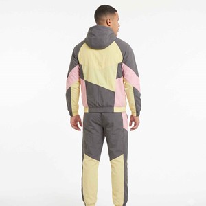 Survêtement personnalisé avec logo pour homme, coupe ample, patchwork, uni, décontracté, en nylon et polyester, coupe-vent, streetwear - Product Image 6