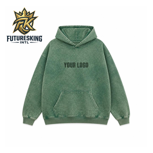 Sweat-shirt à capuche en coton éponge délavé style vintage - Unisexe, coupe ample, streetwear robuste - Product Image 5