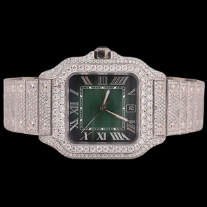 Reloj de Lujo para Hombre con Esfera Verde, Estilo Hip Hop, con Diamantes Moissanite, Caja Cuadrada, Cristal de Cuarzo, Regalo de Boda, Marca Exclusiva - Product Image 1