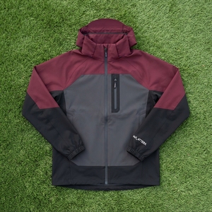 <b>Men</b> Burgundy Black Hooded Windbreaker <b>Jacket</b> Full Zip Mesh Panel Lightweight Outdoor Sports <b>Running</b> <b>Jacket</b> - Product Image 6