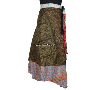 Elegante Falda Larga de Seda Mágica Reversible de 2 Capas, Estilo Sari, Nueva Falda Larga de Seda Mágica Reversible de 2 Capas, Estilo Gitano Hippie - Product Image 3