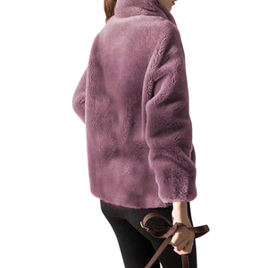 Womens Oversized Sherpa Fleece 100% Polyester <b>Thick</b> Jacket Soft Warm <b>Winter</b> Zip <b>Coat</b> High Neck Long Sleeve Casual Outdoor Teddy - Product Image 2