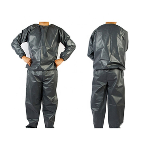 Combinaison de sauna en polyéthylène noir pour homme, manches longues, taille élastique, sans poches, col rond, vêtements de fitness toutes saisons - Product Image 1
