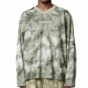 Camiseta de malla camuflada de moda, estilo urbano, oversize, streetwear, cuello en V, estampado reflectante, deportiva, para hombre, poliéster, OEM, fabricante, ligera - Product Image 1