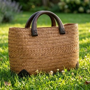 Natural Straw Handbag for Women Handmade Woven <b>Summer</b> Beach Tote <b>Bag</b> for Vacation and Shopping - Product Image 3