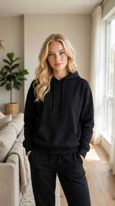 ONETEN APPARELS Conjunto de Sudadera Corta Azul Marino y Pantalones Jogger de Pierna Ancha para Mujer, Manga Larga, Estampado, Estilo Urbano, Chándal Holgado - Product Image 5