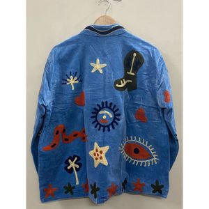 Hand <b>Embroidered</b> Velvet Cotton <b>Jacket</b> <b>Women</b> Full Sleeve Mandarin Collar Winter Bohemian Heart Pattern Coat - Product Image 2