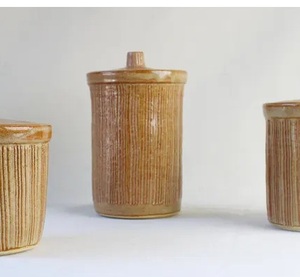 Vertical Ribbed Design <b>Storage</b> Canister Secure Lid Tight Seal Moisture Protection Durable Finish <b>Kitchen</b> Organizer - Product Image 5