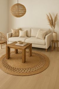 Tapis ronds en jacinthe d'eau à poils ras, tissés à la main, écologiques et rembourrés, de fabrication vietnamienne, style moderne pour la maison et la voiture - Product Image 5