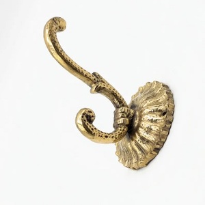 Glitter Brass Wall <b>Hook</b> Flower Design 2 <b>Hooks</b> Rust Resistant Metal <b>Coat</b> Hanger for Clothing Home <b>Decor</b> Drill Installation - Product Image 3
