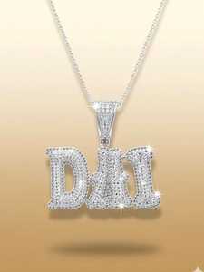 จี้เพชรโมอิสซาไนต์แบบ Iced Out VVS สำหรับแร็ปเปอร์ จี้เงินแท้ 925 สลักชื่อตามสั่ง จี้ตัวอักษรย่อชื่อสำหรับเธอ - Product Image 6