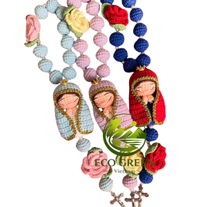 Muñeca Religiosa Católica de Ganchillo, Virgen María con Rosario y Corona, Figura Cristiana Hecha a Mano, Decoración para Altar del Hogar, Regalo - Product Image 3