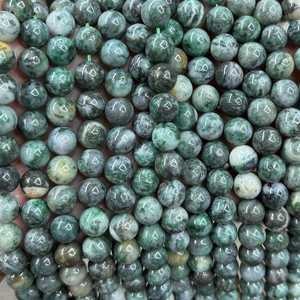 ลูกปัดไพไรต์สีเขียวธรรมชาติทรงกลม ลูกปัดพลอยสำหรับทำเครื่องประดับ DIY งานฝีมือ - Product Image 5