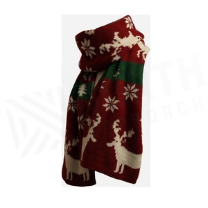 Christmas Reindeer Snowflake Knit <b>Scarf</b> <b>Red</b> Green Unisex Winter Warm Long Casual <b>Scarf</b> - Product Image 3