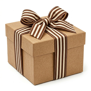 Ruban gros-grain multirayures marron crème 38 mm de Neelkamal Industries pour emballage cadeau rustique, nœuds pour cheveux, décoration de mariage, bricolage - Product Image 2