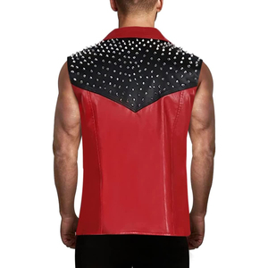 Spring and Summer <b>Black</b> Stand Collar Breathable Outdoor Leisure Motorcycle Men's Cowhide Jacket Zipper Leather <b>Vest</b> - Product Image 1