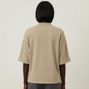 T-shirts de sport athlétiques respirants pour femmes, col rond, coupe ample, 100 % coton, personnalisables avec logo, unis et sans motifs. - Product Image 3