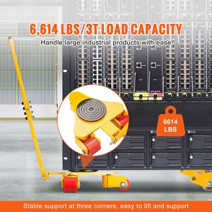 Carrello per Spostamento Macchinari Industriali, Capacità 6614 LBS/3T, in Acciaio al Carbonio, Rotazione a 360 Gradi per Movimentazione Macchinari - Product Image 3