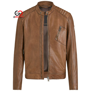 Chaqueta de Cuero Genuino Vintage Color Marrón Personalizada con Forro de Piel Sherpa, Cuello Abatible, Cierre de Cremallera, Chaqueta de Invierno - Product Image 1