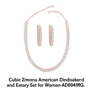 Ensemble de bijoux collier et boucles d'oreilles en zircone cubique et diamants américains pour femmes - AD0041RG - Product Image 2