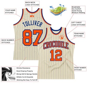 Maillot de basket-ball authentique orange à rayures fines personnalisé, uniforme d'équipe sublimé, maillot d'entraînement professionnel, Chimpanzees - Product Image 2