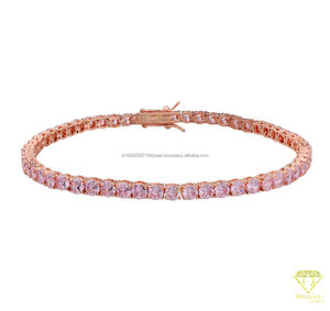 Bracelet de tennis émeraude de luxe cristal vert blanc pierre taillée glacée zircon cubique à la mode élégant Bracelets à maillons fins - Product Image 6