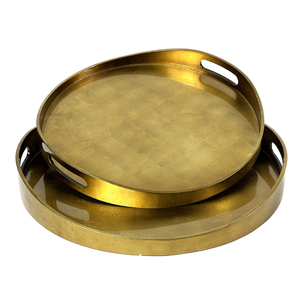 Meilleure qualité Vintage rustique MDF feuille d'or décoratif élégant fait à la main durable plateau de service poignées décor à la maison Table basse - Product Image 5