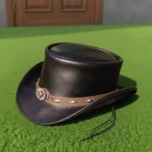 Chapeau haut de forme en cuir fait main, unisexe, pour le cosplay steampunk et les tenues fantastiques - Product Image 1