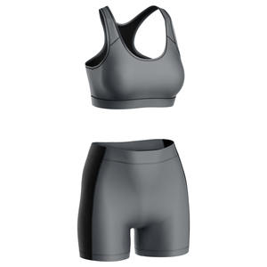 Conjunto de Yoga Personalizado al por Mayor para Mujer, de Secado Rápido, Sin Costuras, 2 Piezas, Shorts de Cintura Media y Sujetador Deportivo con Soporte Antibacteriano Frontal - Product Image 1