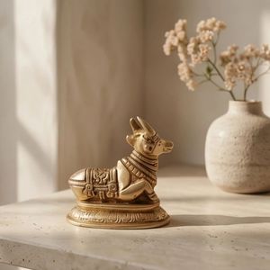 Figurine Nandi en laiton plaqué or, sculpture animale, décoration d'intérieur, artisanat de moulage, pièce d'art 3D - Product Image 2