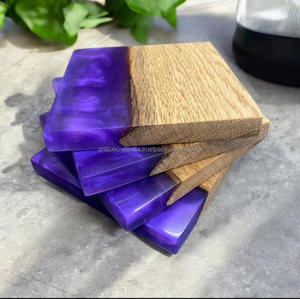 Posavasos Vintage de madera y resina con acabado brillante para uso diario y regalos de artesanía con patrón de modelo elegante - Product Image 2