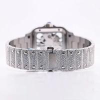 Montre squelette en acier inoxydable argenté 925, sertie de diamants Moissanite taille brillant ronde E VS1, vente en gros, fabricant