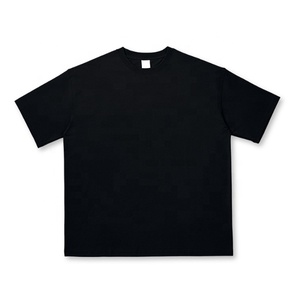 Camiseta de Hombre Negra de Color Sólido, de Lona de Algodón Antiencogimiento de 300g, Manga Corta, Cuello Redondo, Diseño Casual, Corte Regular, Tejido de Punto - Product Image 1