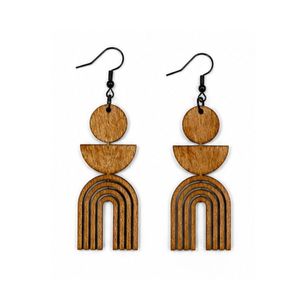 Boucles d'oreilles en bois pour femmes, légères, ajourées, élégantes, minimalistes, naturelles, pour un usage quotidien - Product Image 5