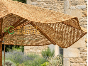 Sombrilla de patio para exteriores de tamaño personalizado al por mayor, parasol de fibra de coco natural, parasol de coco tejido a mano - Product Image 6