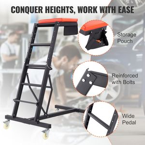 Carrello per Meccanici Regolabile in Altezza da 116-168 cm, Capacità 180 kg, con 4 Ruote Girevoli, Strumento per Riparazione Auto - Product Image 6