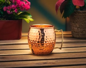 Mug en cuivre au look vintage, style martelé classique, idéal pour le thé, le café et la bière, avec un attrait rustique de barware. - Product Image 2