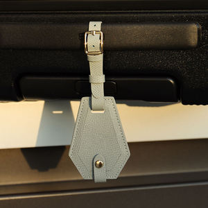 Wholesale Luxury Brown <b>Gifts</b> Faux Leather Suitcase Bag Tag Customized Printed Travel Baggage Genuine Pu Leather Luggage Tags - Product Image 2