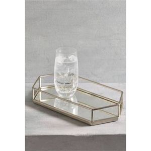 Bandeja Decorativa Hexagonal Dorada de Lujo con Espejo - Organizador de Joyas y Cosméticos de Metal y Vidrio, Centro de Mesa, Decoración para el Hogar al por Mayor - Product Image 3