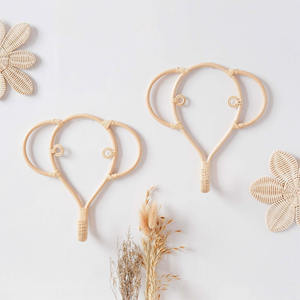 Gancho de madera de ratán hecho a mano lindo Elefante en forma superventas ganchos circulares adorno montado en la pared para sala de estar - Product Image 4
