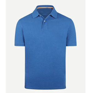 Polo de Punto Azul de Manga Corta para Hombre, Color Sólido, Diseño Casual con Botones, Corte Regular, Tejido de Algodón Transpirable - Product Image 1